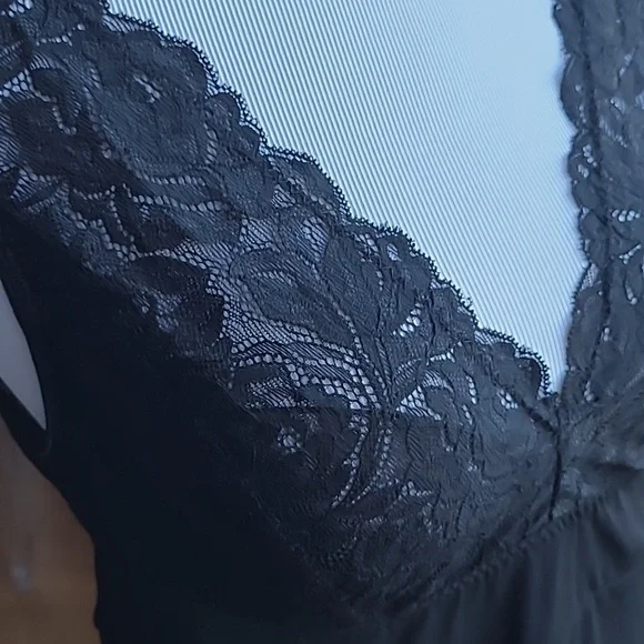 Nicole Miller Lace Satin Long Maxi Slip Dress Hi-Lo Style Size S - Picture 7 of 11